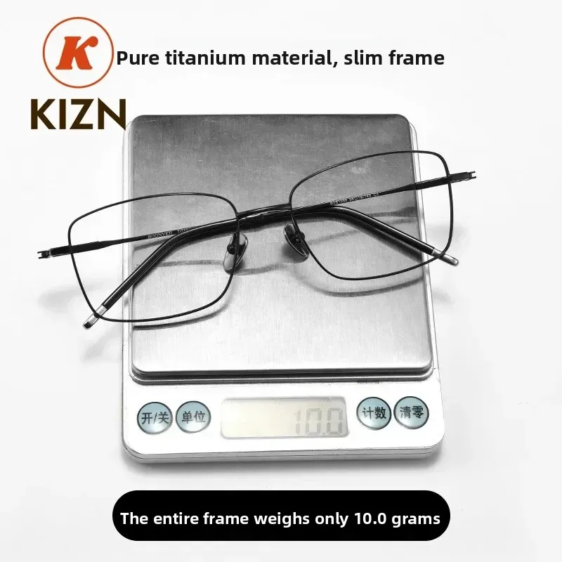 

KIZN Men's Business Glasses Ultra Light Glasses Reading Anti Blue Light Myopia Optical Glasses Prescription Frame Pure Titanium