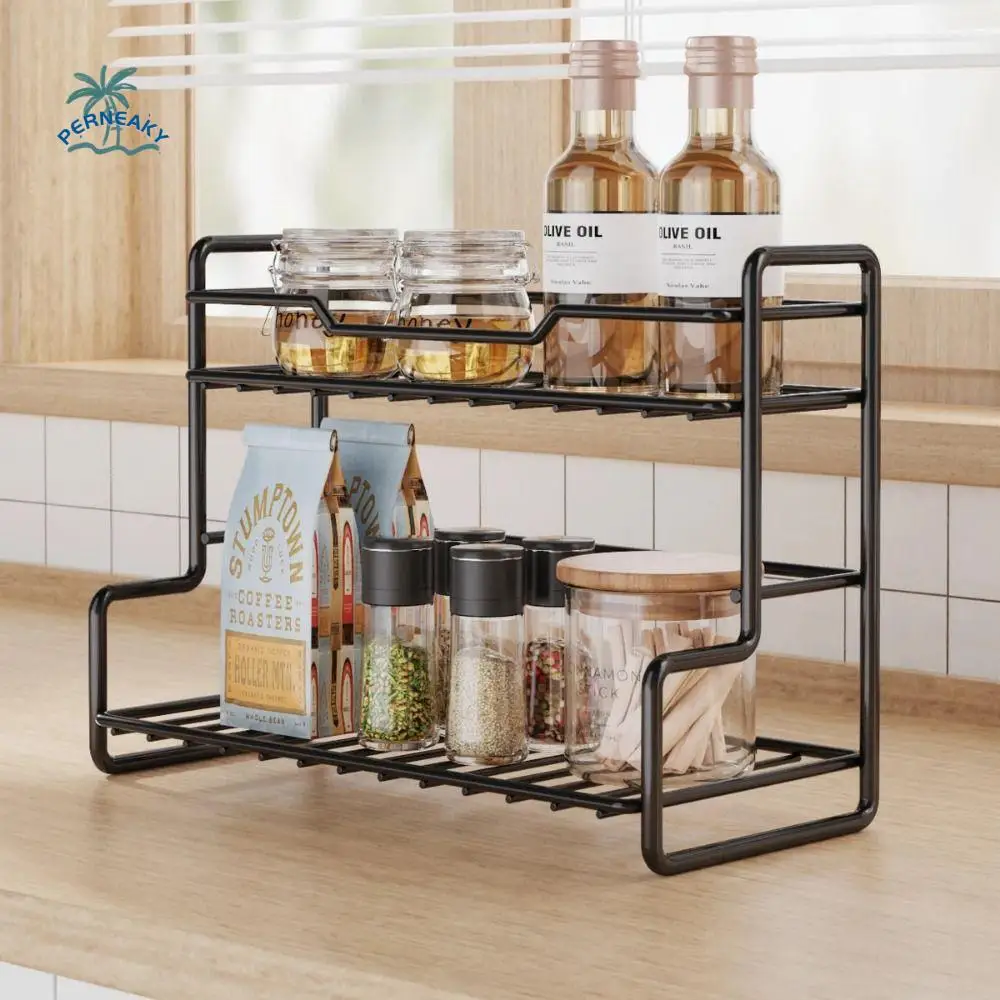 

Modern Kitchen Organizer Shelf Double-layer Space Saving Kitchen Storage Stand Convenient Waterproof Kitchen Sink Organizer