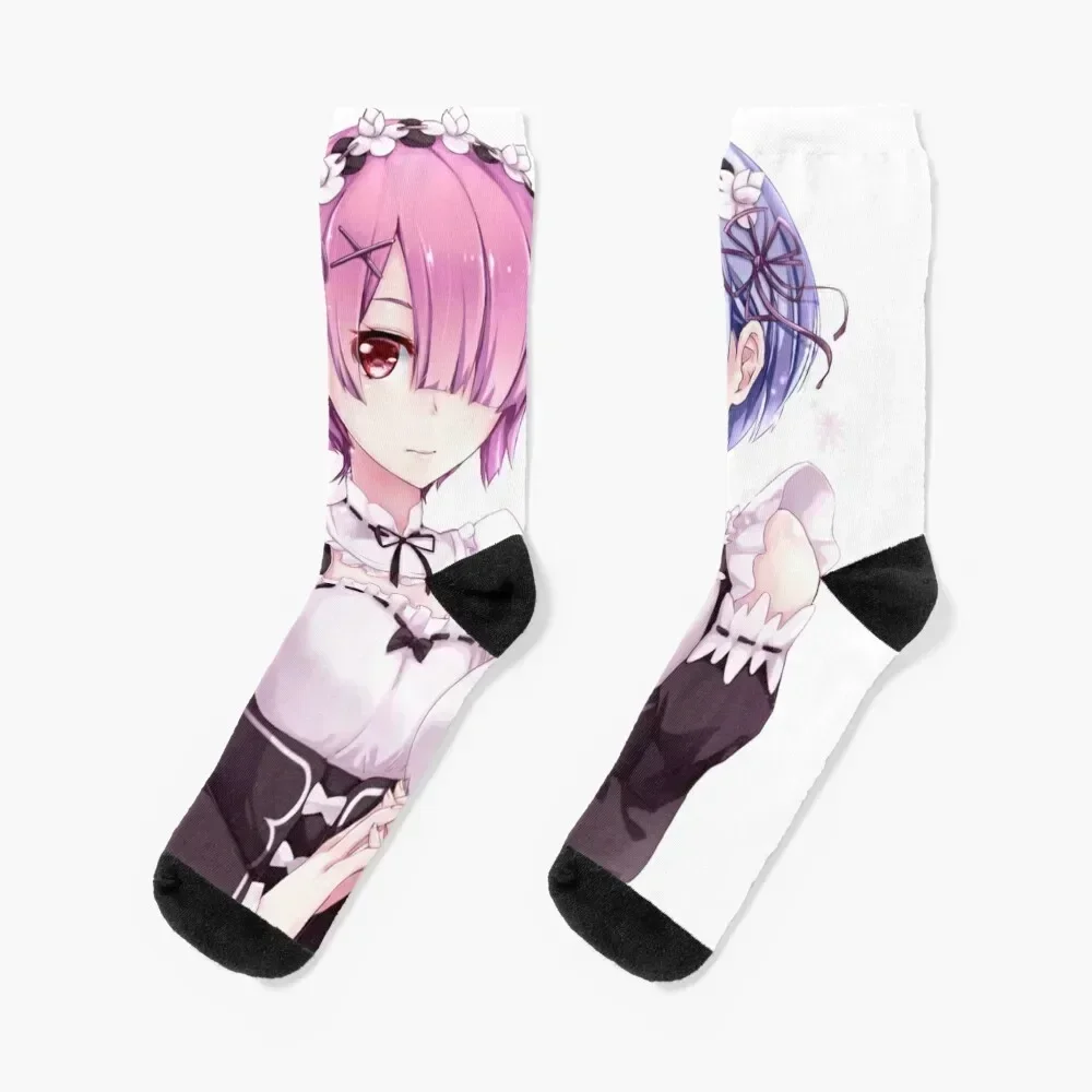 

Rem and Ram Socks hockey essential bright garter Socks Woman Men's