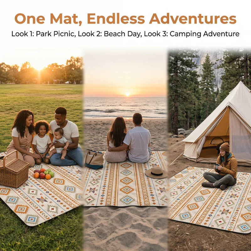 

2x2m Machine Washable Lawn Picnic Mat Thickened Moisture-Proof Outdoor Camping Mat for Beach Lawn Family Gathering