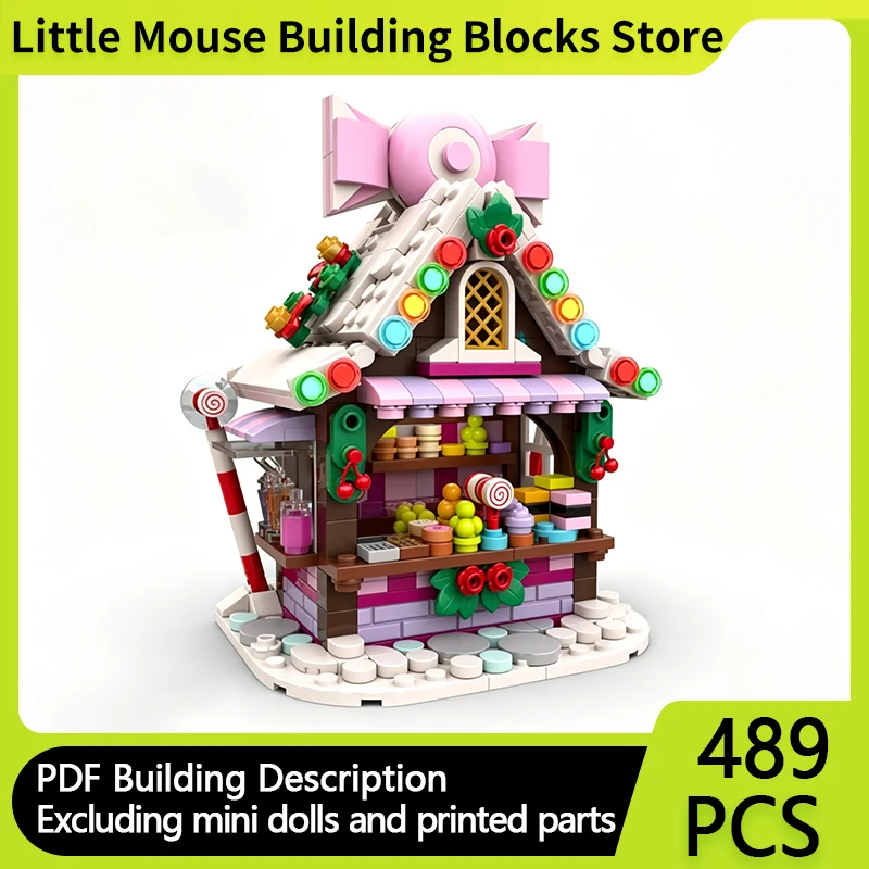 

City Street View Model MOC Building Bricks Christmas Candy Shop Stall Modular Technology Gift Holiday Assemble Children Toy Suit
