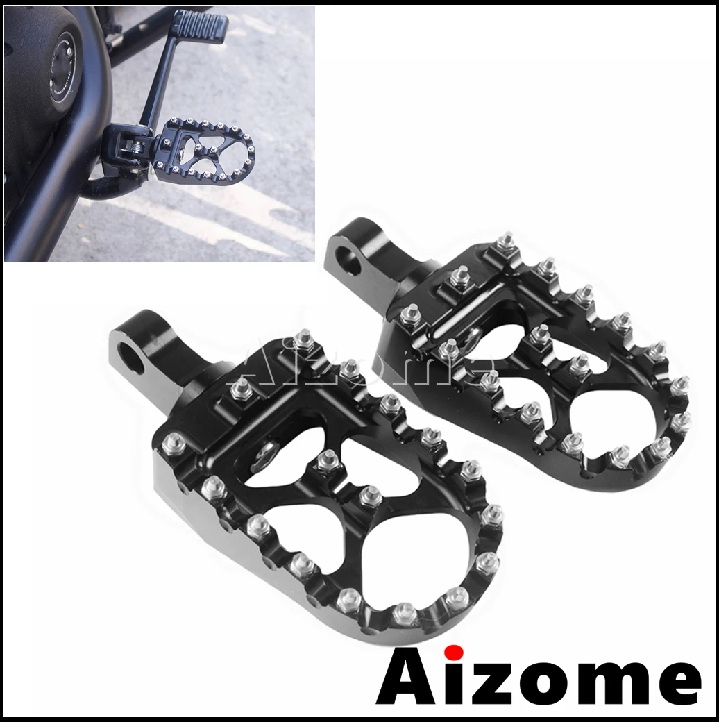 Motorcycle 360 Adjustable Footpegs Male Mount Footrests MX Style Wide Foot Pegs For Harley Fatboy Dyna Sportster Iron 883 Custom