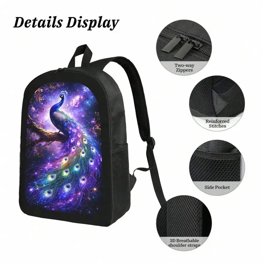 

Starry Sky Peacock Print Backpack Lightweight Durable Casual Daypack For Men Women