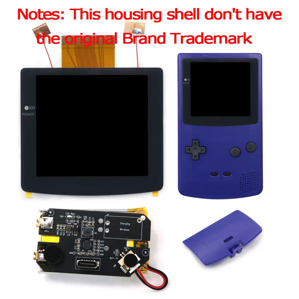 HISPEEDIDO 2,8" Laminierter IPS-LCD-Bildschirm mit Hintergrundbeleuchtung und USB-C-Aufladung, Desaturation für Gameboy Color GBC, ohne Löten