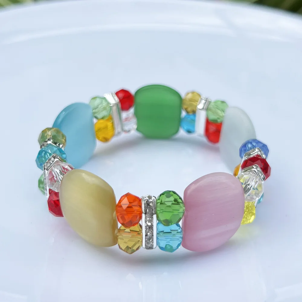 1PCS Fashion Millefiori Glass Muran Floral  Lampwork Colour Cat's Eye Crystal Bracelet For Women Party Jewelry Gift Cheap Items