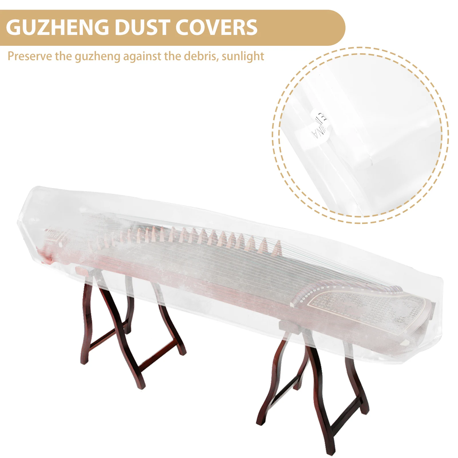 

Guzheng Dust Cover Tassel Protector Instrument Sleeve Decorative Pvc Transparent M71 Horizontal Version COVER For Ash Debris