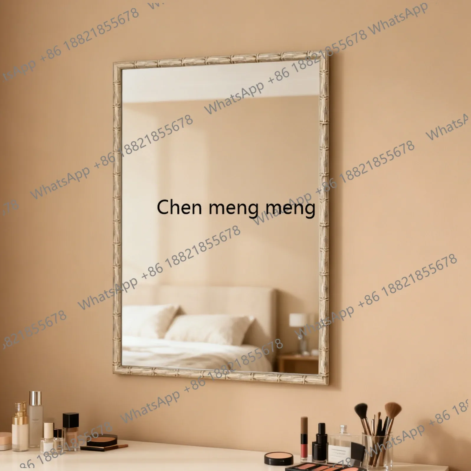 a17 French square bathroom wash mirror hanging wall mirror living room entrance mirror high definition retro makeup