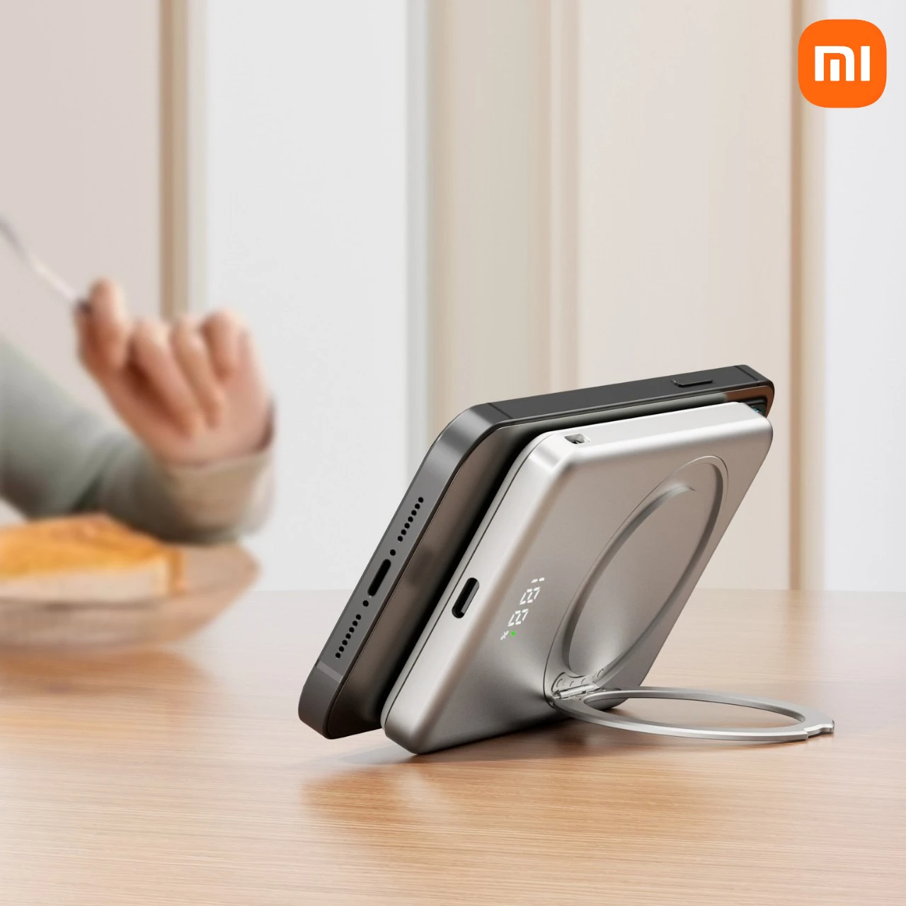 بنك طاقة لاسلكي مغناطيسي صغير بقدرة 10000 مللي أمبير في الساعة من Xiaomi مع شحن سريع وحامل PD بقدرة 20 وات؛ حزمة بطارية خارجية محمولة لهاتف iPhone