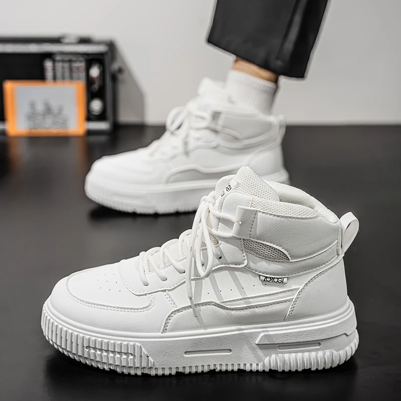 

New Fashion Casual Sneakers Student Boots Men and Women Trend Wear Resistant Two-color Couples High Top Skateboard Shoes