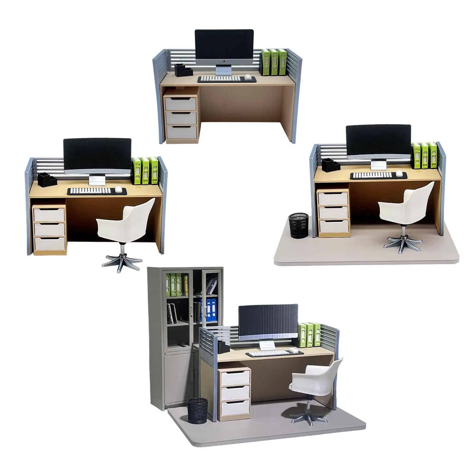 Poppenhuis Decoratie Kantoormeubilair Miniatuur Computer Bureau Model 1:12 Schaal Simulatie Ornamenten