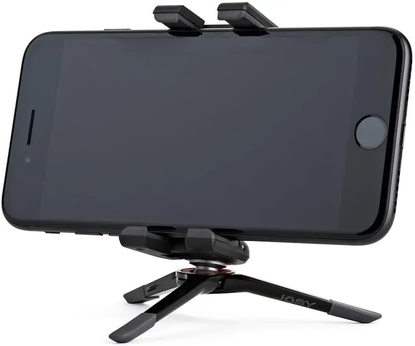 

Universal Phone Holder with Tripod, Foldable Stand for Smartphones, Portable Design in Black