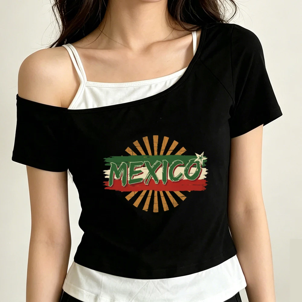 Mexico crop top ladies anime summer japan party vintage t-shirt japan dollette scene  cute graphic