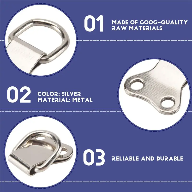 MLGB-25 Pcs D-Ring Picture Frame Hanging Hooks Double Hole Hangers With Screws Silver