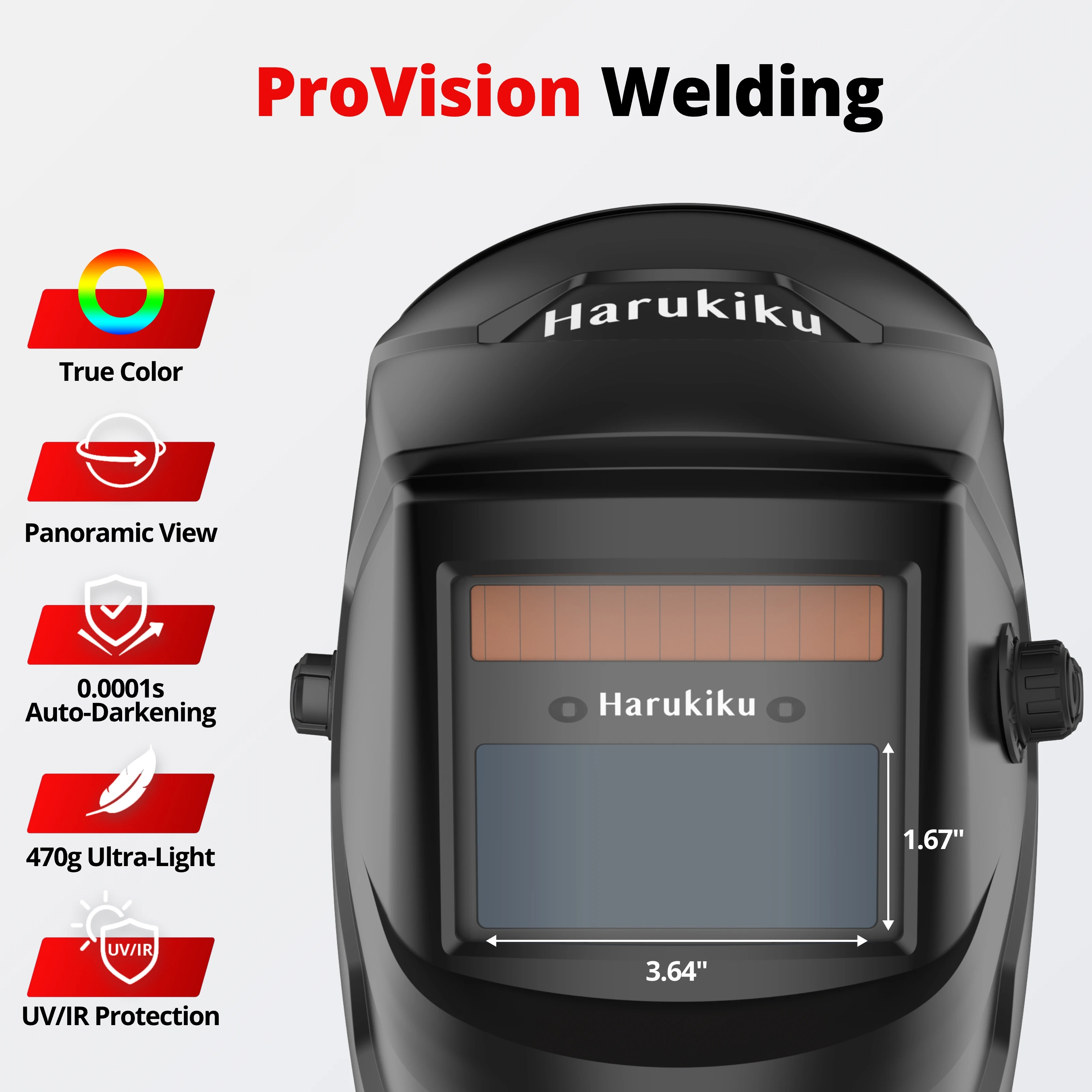True Color Solar Powered Auto Darkening Welding Helmet, Wide Shade 4/9-13 for TIG MIG ARC Welder Mask Hood