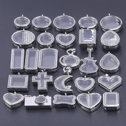 1Pc Round Heart Glass Box Reliquary Picture Relicario Pendant Goth Moon Cross Cremation Ashes Floating Locket Pendentif Jewelry