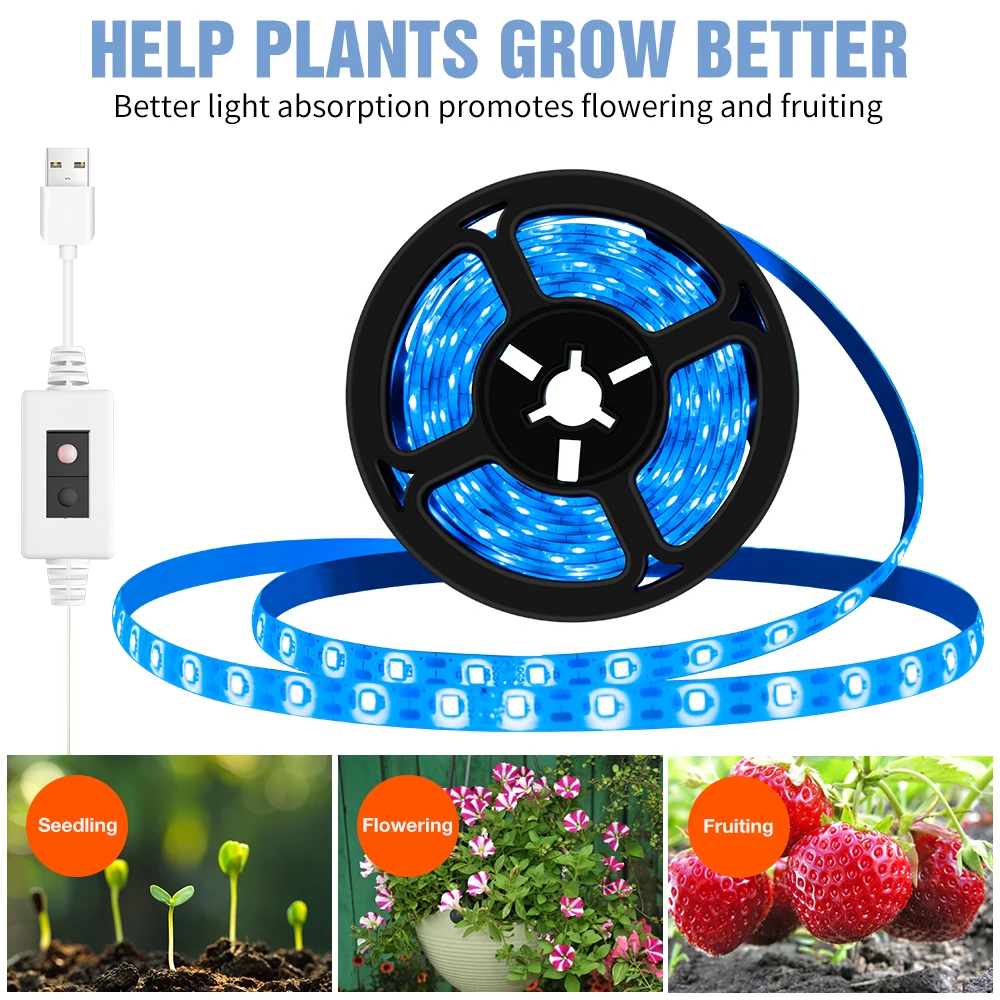 Led Lamp Strip Full Spectrum USB Grow Light Greenhouse Plant Seeds Lighting LED Phytolamp For Plants Hydroponic Flowers Tent Box