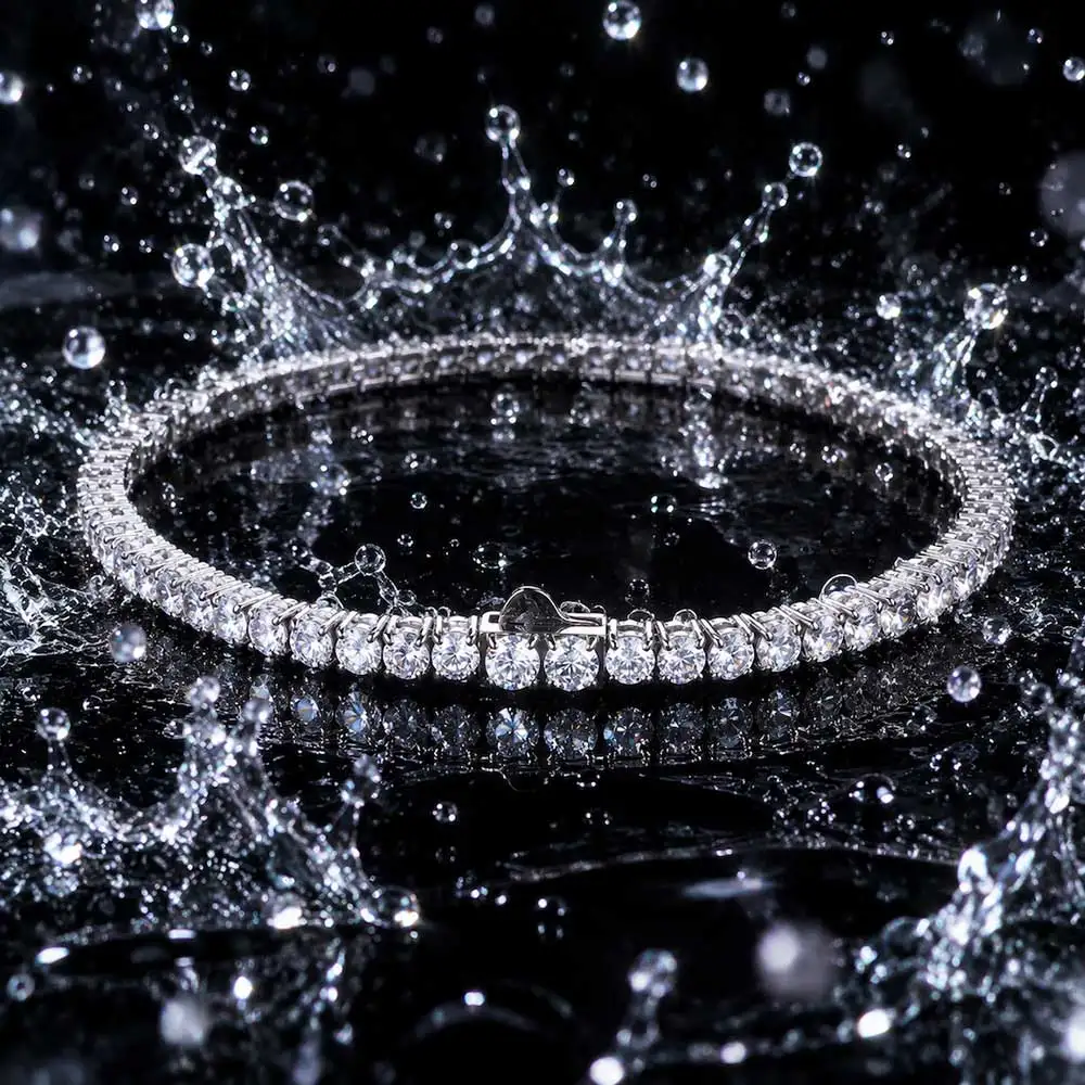 Waterproof 316L Stainless Steel Tennis Bracelet 2mm 2.5mm Round Cubic Zirconia Bracelet Iced Out Bling Unisex Hip Hop Jewelry