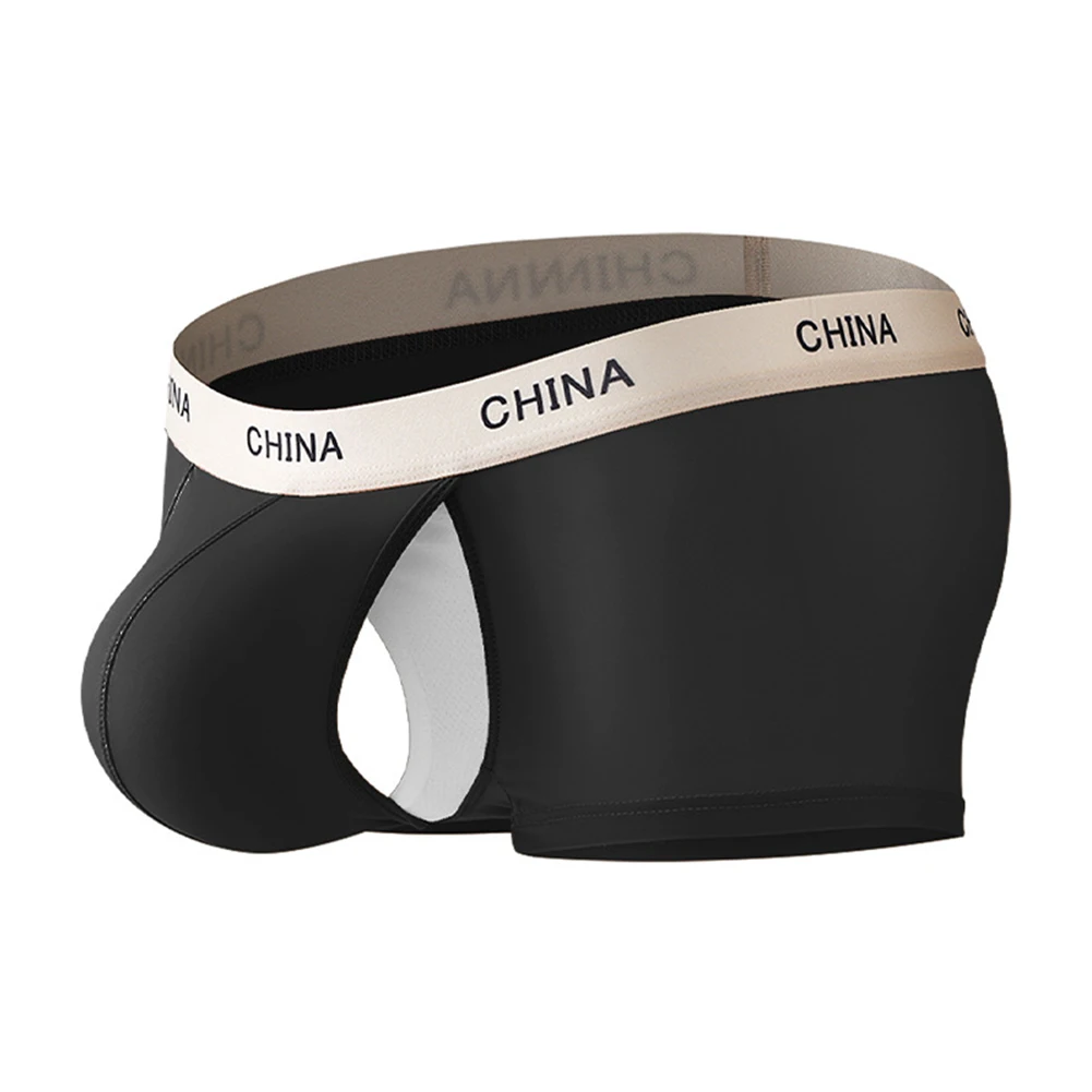 

Men Boxer Brief Low Waist Underwear Smooth G-string Ice Silk Pouch Panties