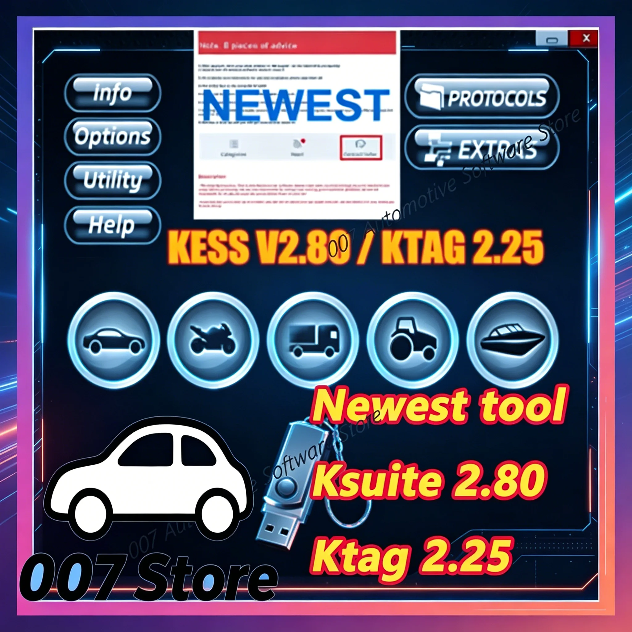 2026 Newest tool Ksuite 2.80 software for Kess V5.017 ECU Programmer Ktag 2.25 ECU Chip Tuning Tool