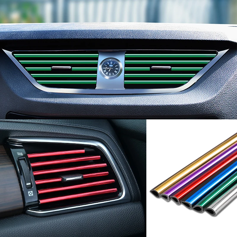 10Pcs/set 20cm Universal Car Air Conditioner Outlet Decorative U Shape Moulding Trim Strips Decor Car Styling Accessories