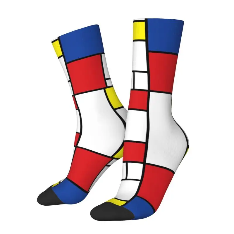 Piet Mondrian Minimalist De Stijl Modern Art Dress Socks Men's Women's Warm Fashion Geometric Crew Socks