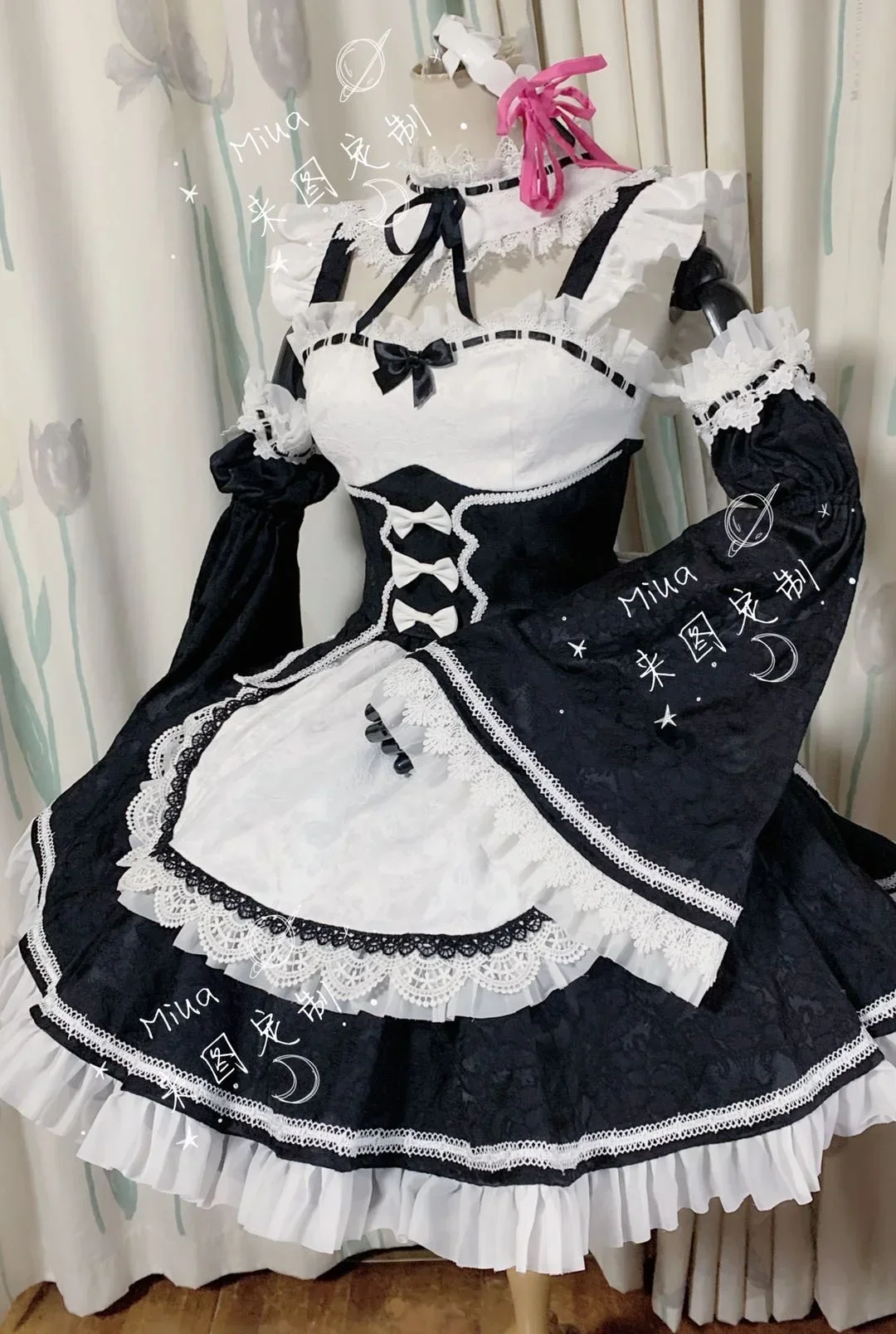 New Anime Maid Rem Cosplay Costume Re:Zero INFINITY Cosplay Dress White And Black Girl Women Custom Made Party Game Set