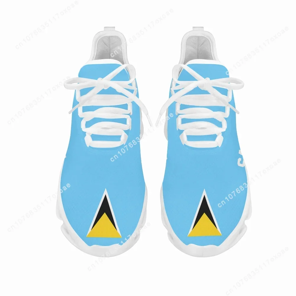 Saint Lucia Flag Print Girls Lace up Mesh Swing Sneakers Lightweight Casual Platform Shoes for Women Comfort Zapatos