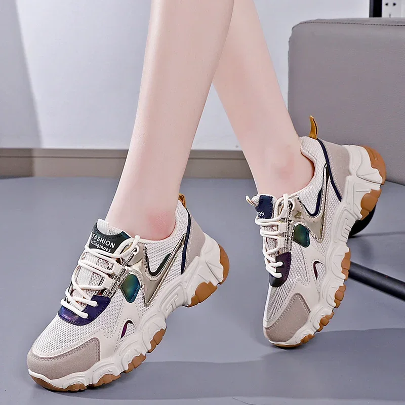 

2025 New Women's Fashion Casual Women's Sneakers Breathable Women's Vulcanized Mesh Sneakers Zapatillas De Mujer 35-40