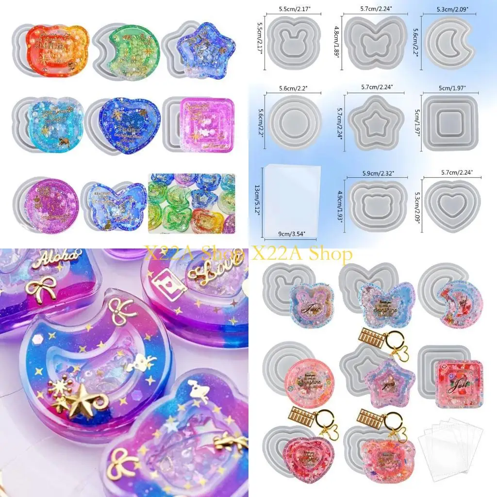 

Unique Moon Star Round Silicone Mold Epoxy Casting Molds Resin Shaker Mold DIY Pendant Keychain Jewelry Making Mold