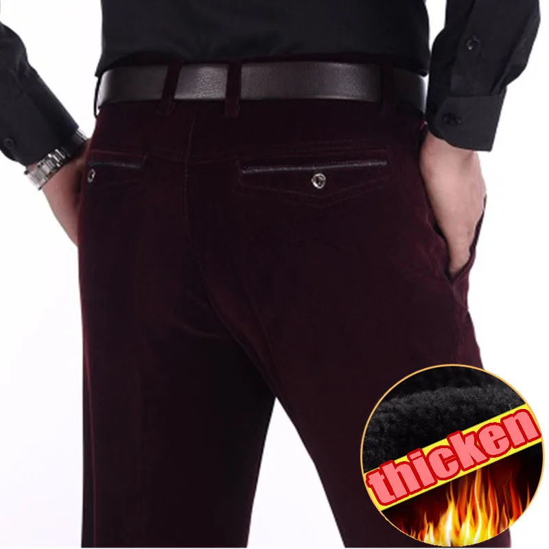 

Hot Winter 2022 Stretch Corduroy Middle-aged And Elderly Loose Straight Trousers Men's Clothing Plus Velvet Casual Pants Men