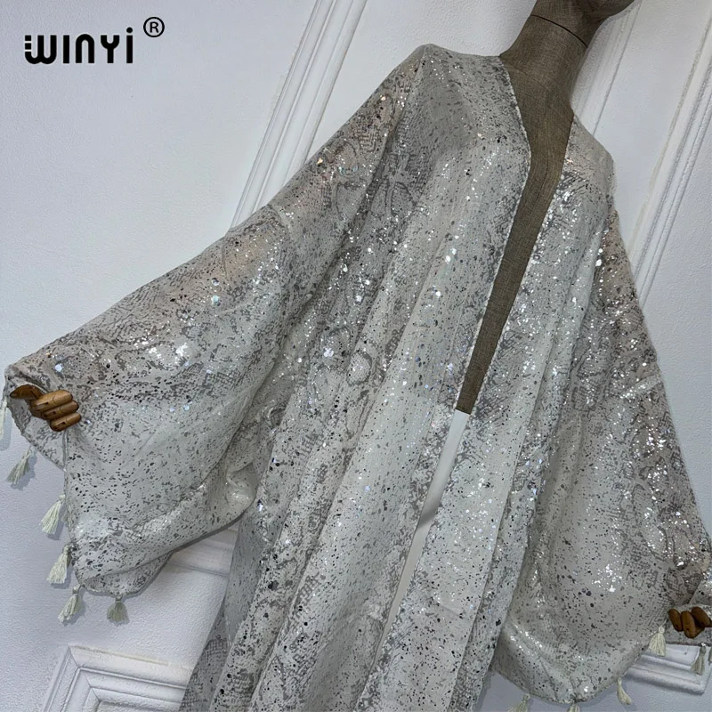 WINYI africa outfit kimono new in coats & jackets beach cover up maxi dress cardigans beach wear women 2024 abaya dubai luxury