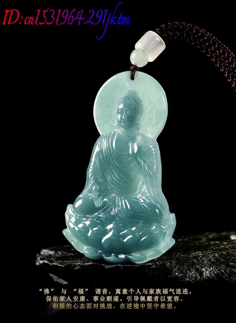 Natural Burmese Jadeite Buddha Pendant Necklace Fashion Real Jade Gemstone Jewelry Luxury Talismans Accessories Gifts for Women