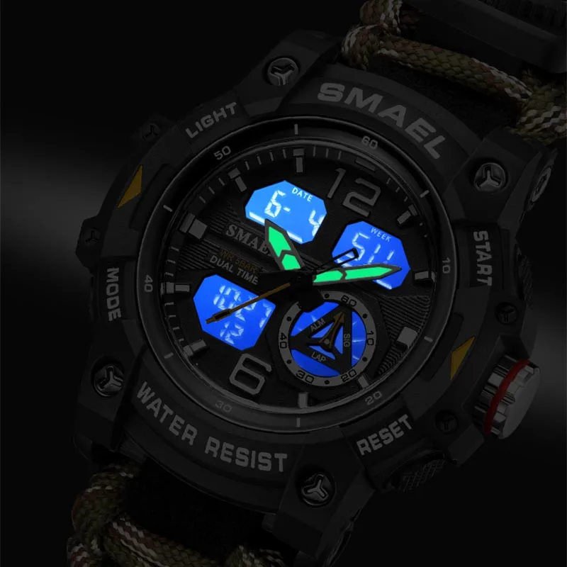 Sports Watches Nylon Starp Military Watches Army Stopwatch Quartz Wristwatch 8007N Military Watches for Men Digital Watches LED