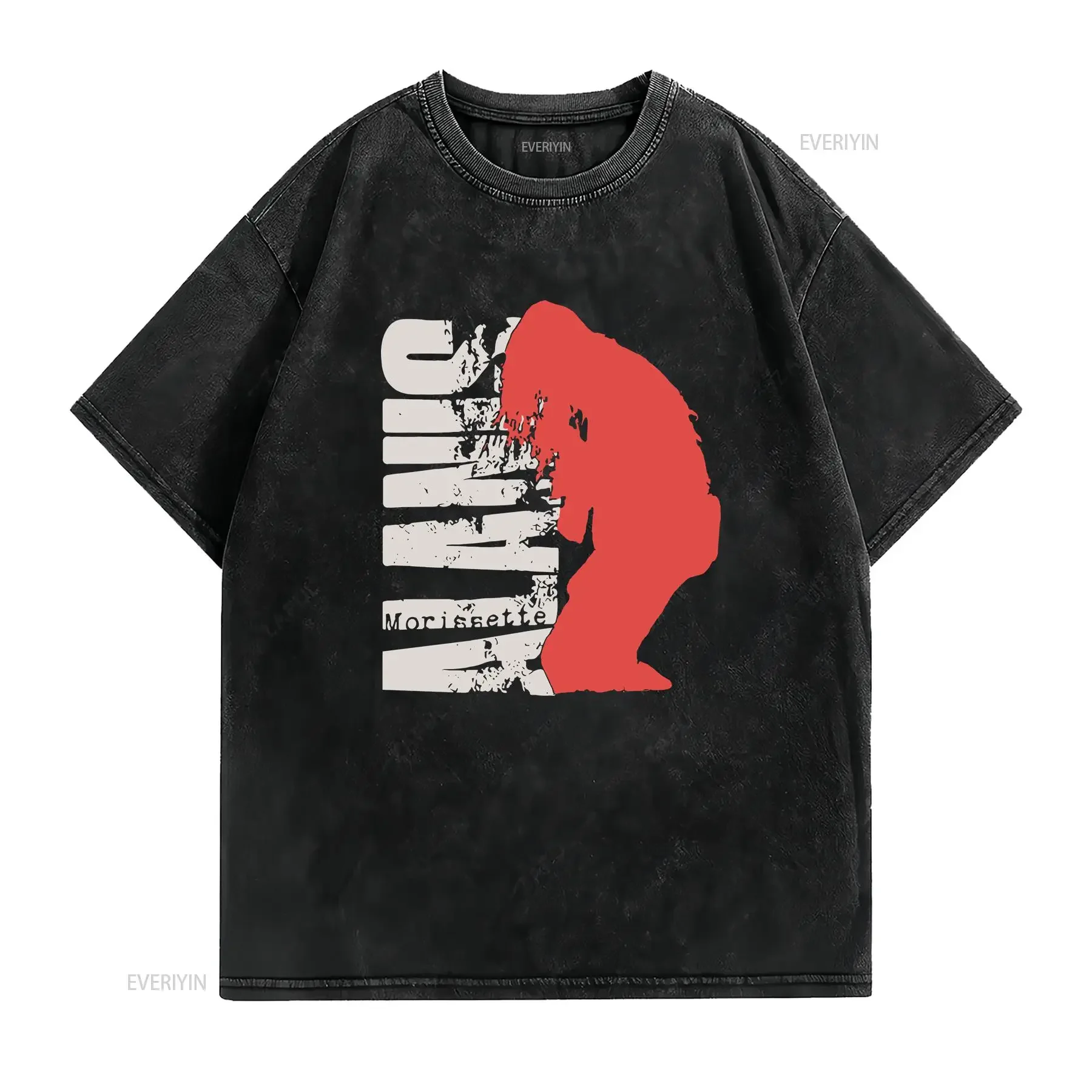 Hot Alanis Morissette 1side Black Color All Size T Shirt vintage Washed Slightly Top For Everyday Wear Casual fashion Soft