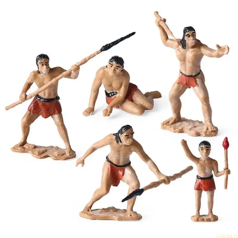 Unique Human Figures Statues Set Realistic Jungle Science Educational Toy Sculpture For Children 5pc/set