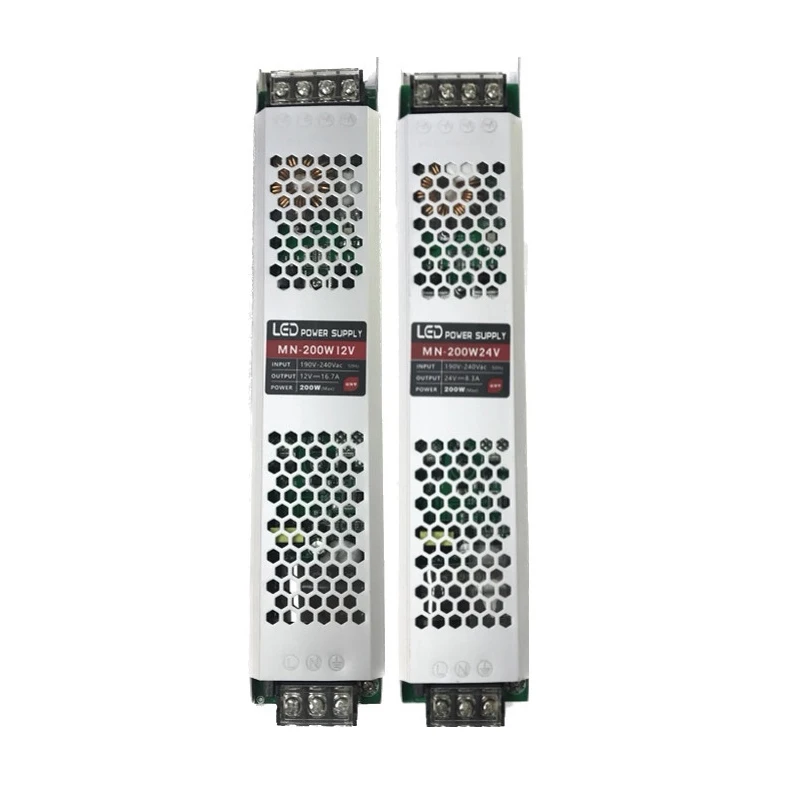 

AC190-240V To DC12V 24V Transformer Power Supply For LED Strip Light Indoor Lighting Silent Super Thin Design LED Driver 200W