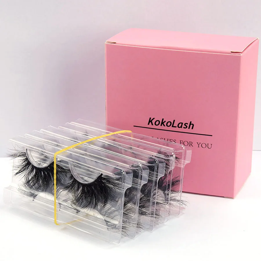 25มม.5D Mink Eyelashes Dramatic Volume ยาว Mink Lashes ต่อขนตาหนายาว3D ขนตาปลอม