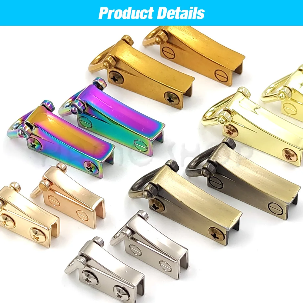 1 pair Metal Buckle Lock Bag Side Anchor Handle Connector Bag Side Edge Anchor Link Hardware with D Rings for Bag Purse Strap