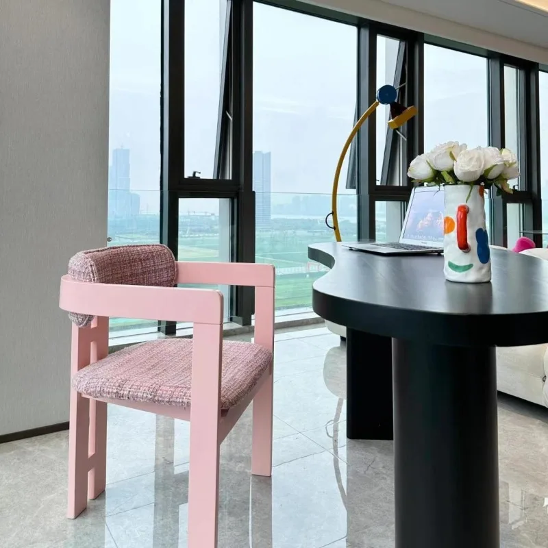 Household dining chair creative designer pink high value light luxury small fragrance bedroom dressing chair manicure chair