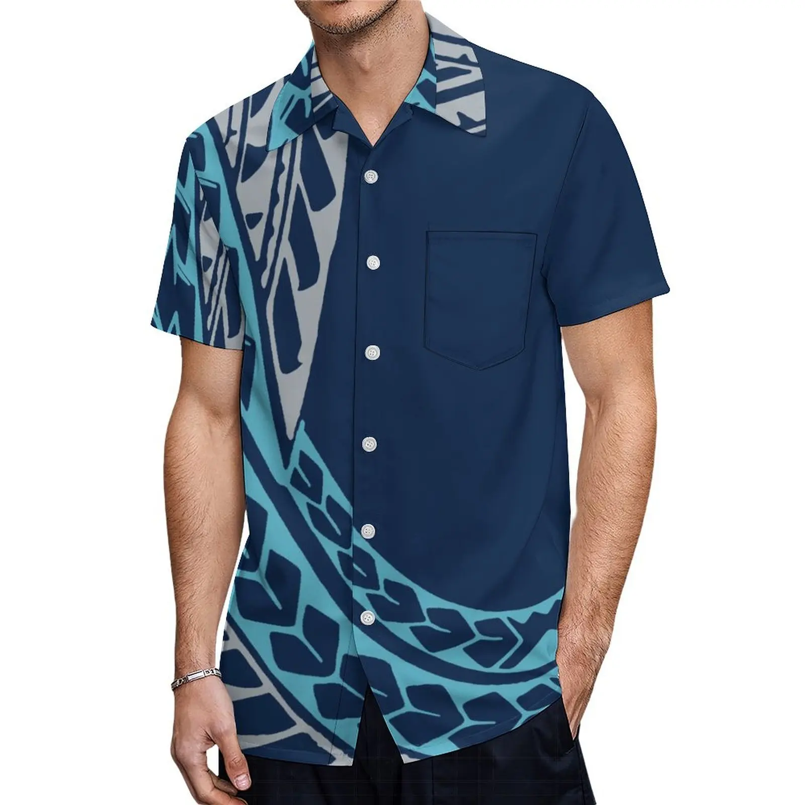 Set di abiti personalizzati con scollo a v delle isole polinesiane per le donne Set di due pezzi Puletasi Samoa con camicia a maniche corte da uomo hawaiana