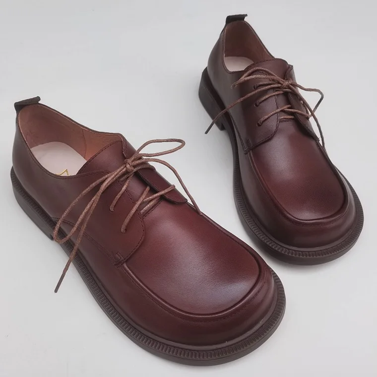 Careaymade-Genuine leather big head wide version men\'s English lace up leather shoes business leisure original single shoes