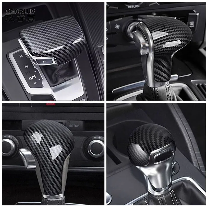 Car Styling Carbon Fiber Gear Shift Knob Handle Cover Trim For Audi A3 A4 B7 B8 A5 A6 C6 C7 A7 S7 A8 Q5 Q7 4l Auto Accessories