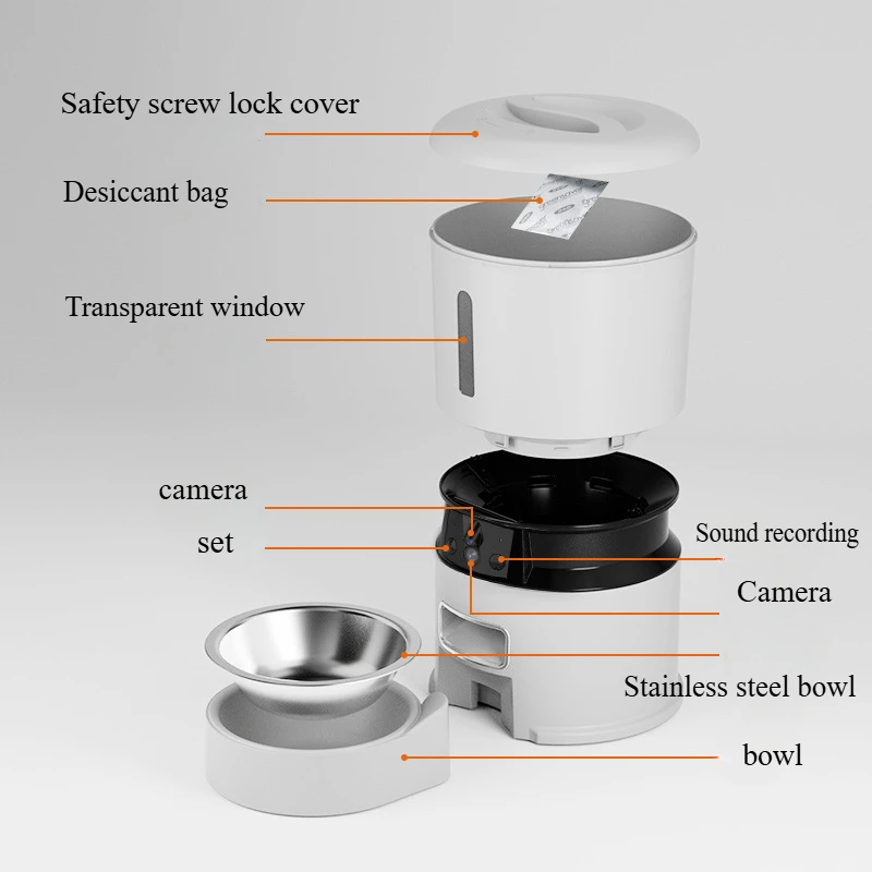 SMART CONNECTIVITY: WiFi-enabled pet feeder with built-in camera allows real-time monitoring and remote feeding control through