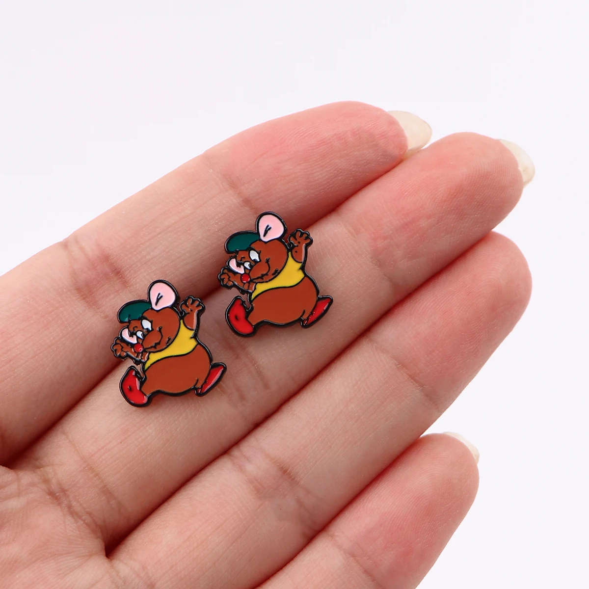 Retro Cartoon Mouse Bear Earring for Women Stainless Steel Earring Cute Piercing Ear Stud Earrings Enamel Jewelry Accessories