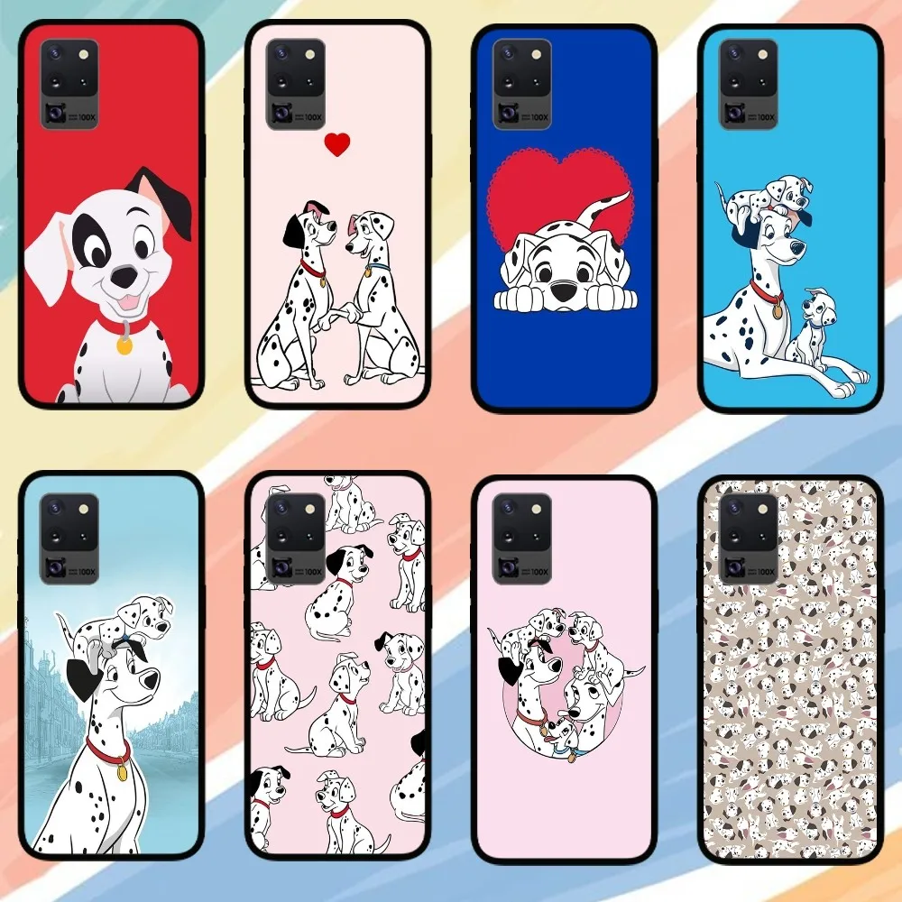 

MINISO 101 Dalmatians Dog Phone Case For Samsung Galaxy S24 S23 S22 S21 S20 FE Note 20 Ultra 5G Black Phone Case