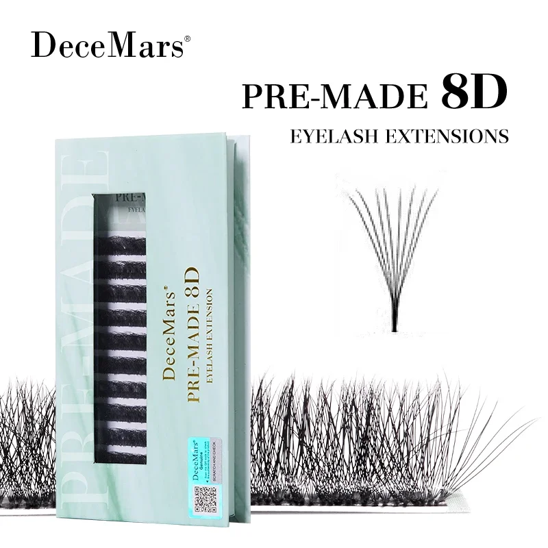 DeceMars Premade 8D Volume Fans Eyelash Extensions 0.07mm Dense Arranged Cluster Lashes Firm Root For Professional Grafting