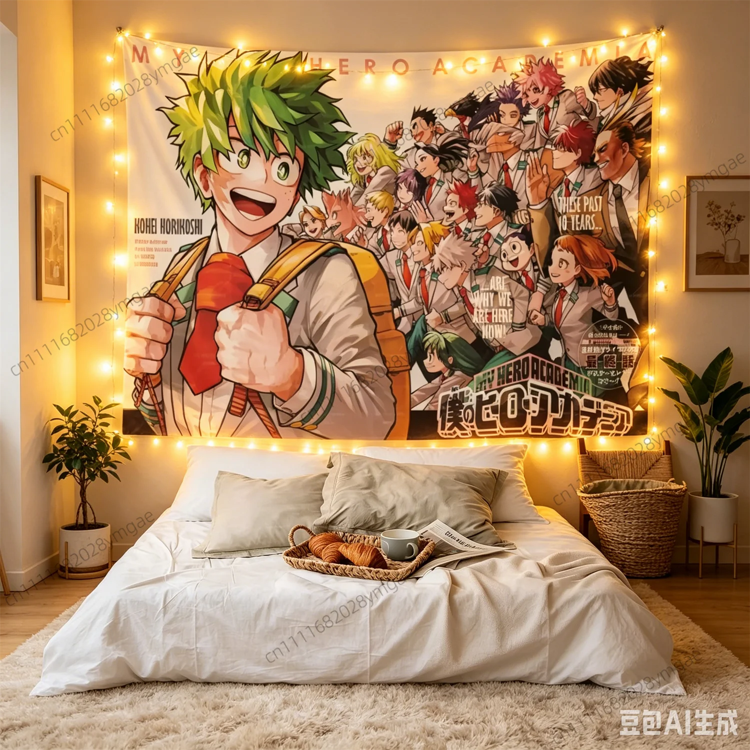 Einzigartige Anime-Wandteppiche „My Hero Cool Hippie“ – Ästhetische Kopfteile und Raumdekorationen als Hintergrundstoffe und Flaggen