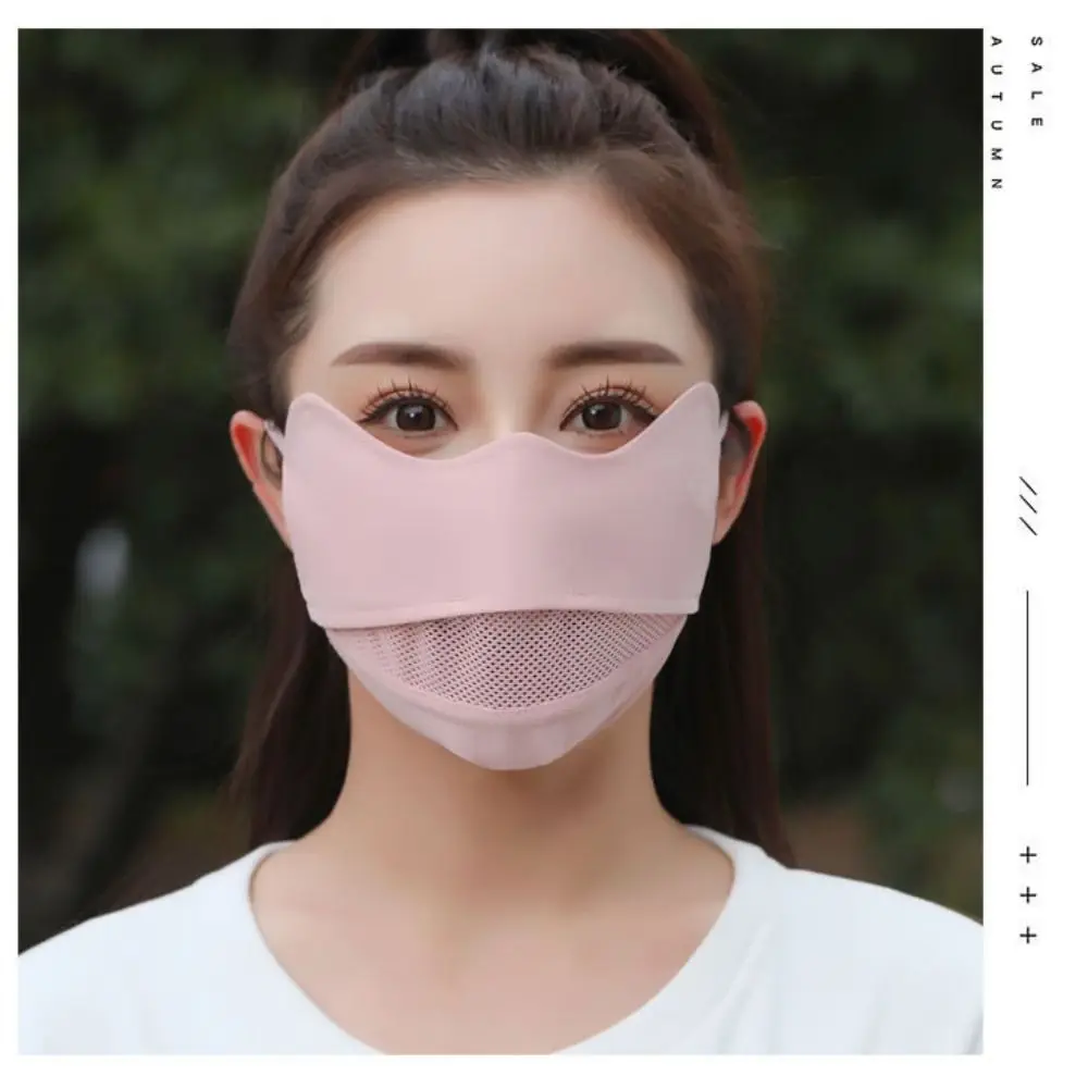 

3D Eye Contour Design Sun Protection Face Mask Face Protection Ice Silk Fabric Women Breathable Mask Outdoor Protective Mask