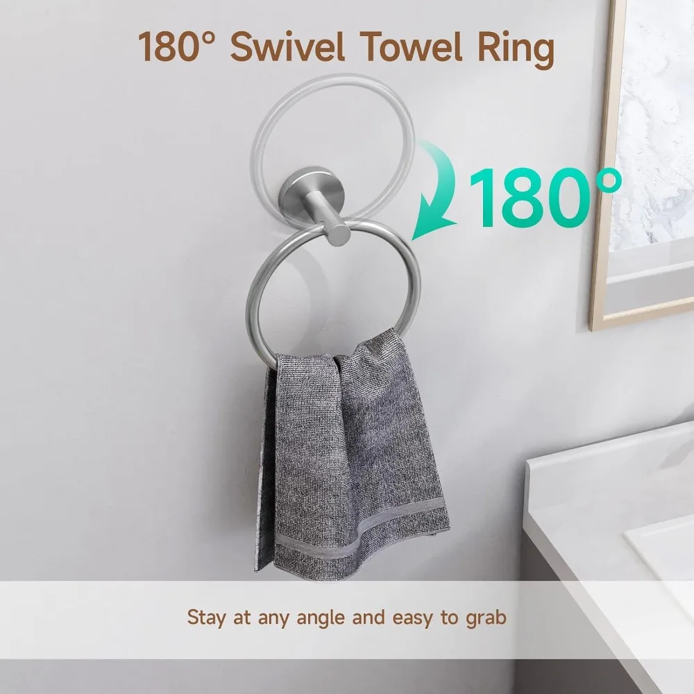 24 Inch Wall Mounted Towel Bar Kit, 4PCS Durable SUS304 Stainless Steel Brushed Nickel Bathroom Accessories for Modern Bathrooms