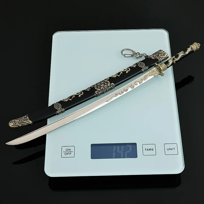 30 centimetri Cinese Antico Arma Mu Sheng Coltello Spada Gioco Periferico Arma In Metallo Samurai Spada Modello di Formazione Portachiavi Regali Giocattoli